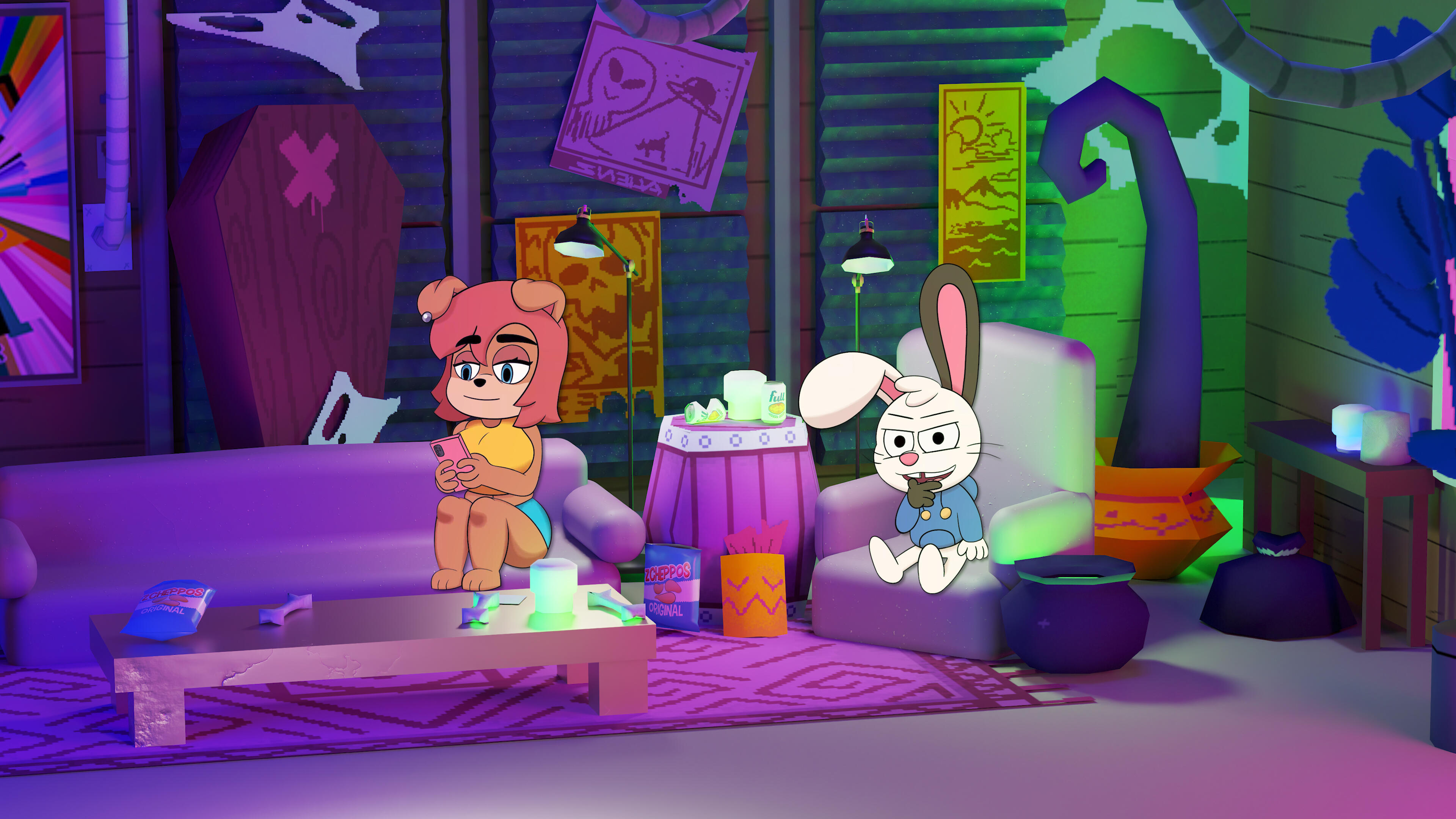 Doven and Samantha in a Halloween video